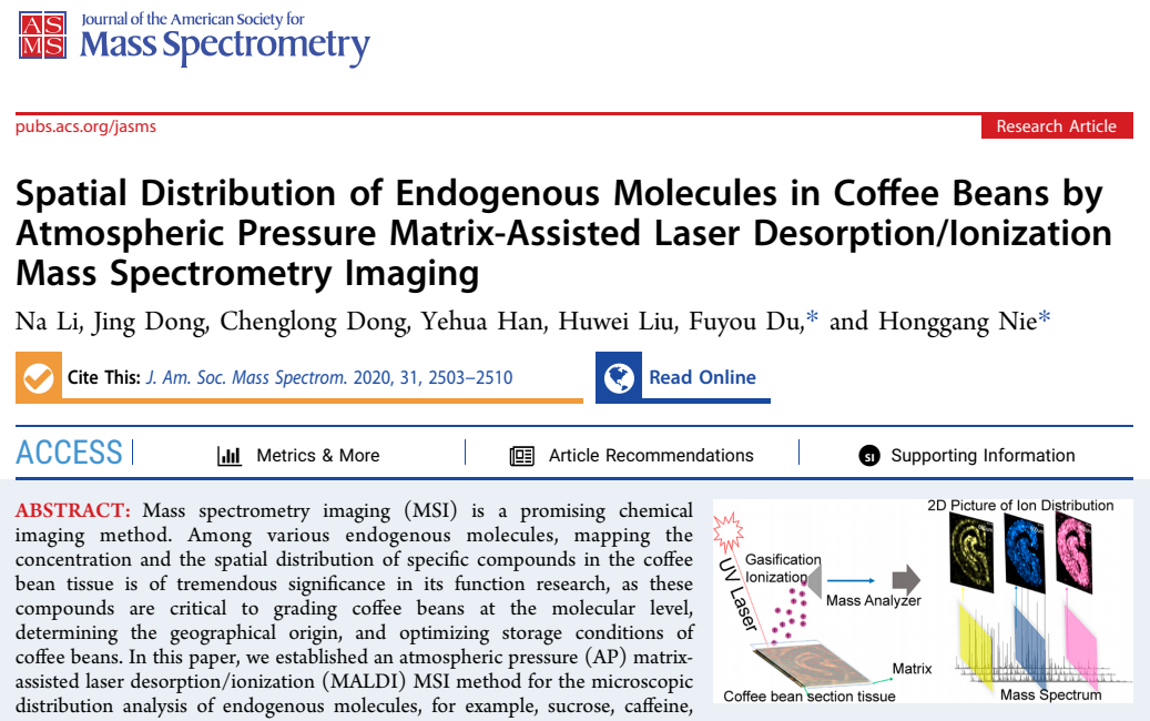 空间代谢组学文献2：通过咖啡豆中代谢物的分布判断不同的产地